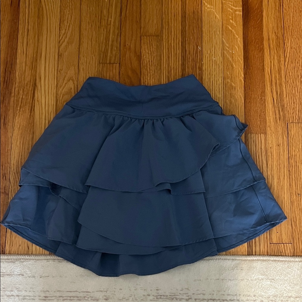 Elegant Navy Blue Layered Skirt aerie shorts underneath